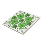 Custom Metallic Green Clover & Swirl Pattern  Tegeltje (Zijkant)