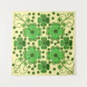Custom Metallic Green Clover & Swirl Pattern  Wandkleed (Voorkant)