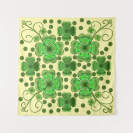 Custom Metallic Green Clover & Swirl Pattern  Wandkleed