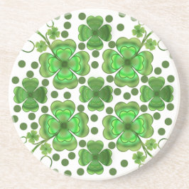 Custom Metallic Green Clover & Swirl Pattern  Zandsteen Onderzetter