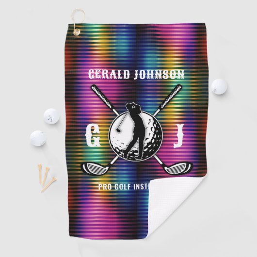 Custom Metallic Kleurrijke Golf Monogram Ontwerp Golfhanddoek (Insitu)