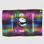 Custom Metallic Kleurrijke Golf Monogram Ontwerp Golfhanddoek (Horizontaal)