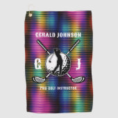 Custom Metallic Kleurrijke Golf Monogram Ontwerp Golfhanddoek (Voorkant)