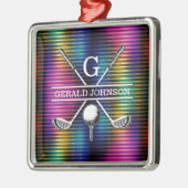 Custom Metallic Kleurrijke Golf Monogram Ontwerp Metalen Ornament (Links)