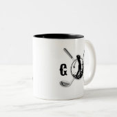 Custom Metallic Kleurrijke Golf Monogram Ontwerp Tweekleurige Koffiemok (Voorkant rechts)