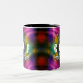 Custom Metallic Kleurrijke Golf Monogram Ontwerp Tweekleurige Koffiemok (Center)