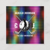 Custom Metallic Kleurrijke Golf Monogram Ontwerp Vierkante Visitekaartje (Voorkant)