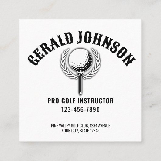 Custom Metallic Kleurrijke Golf Monogram Ontwerp Vierkante Visitekaartje (Achterkant)