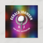 Custom Metallic Kleurrijke Golf Monogram Ontwerp Vierkante Visitekaartje (Voorkant)