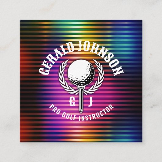 Custom Metallic Kleurrijke Golf Monogram Ontwerp Vierkante Visitekaartje (Voorkant)