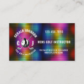 Custom Metallic Kleurrijke Golf Monogram Ontwerp Visitekaartje (Achterkant)