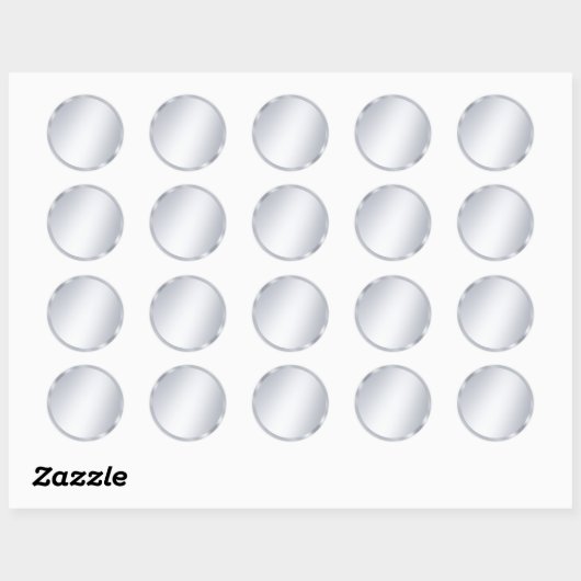 Custom Metallic Silver Look Blank Template Elegant Ronde Sticker (Vel)
