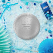 Custom Metallic Swarovski Crystal Grey Silver Stip Papieren Bordje (Feest)