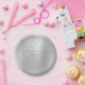 Custom Metallic Swarovski Crystal Grey Silver Stip Papieren Bordje (Feest)