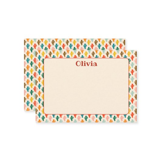 Custom Mexican Cacti Note Card Notitiekaartje (Voorkant / Achterkant in situ)