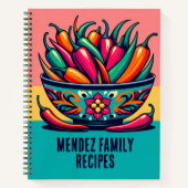 Custom Mexican Chile Pop Art Family Receptenboek Notitieboek (Voorkant)