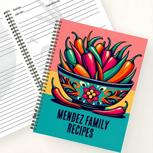 Custom Mexican Chile Pop Art Family Receptenboek Notitieboek