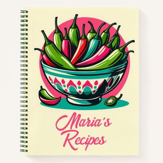 Custom Mexican Food Chile Pop Art Receptenboek Notitieboek (Voorkant)
