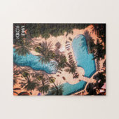 Custom Miami Beach FL Good Vibes and Palms Adults Legpuzzel (Horizontaal)