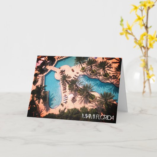 Custom Miami Beach Florida - Pool Relax GOEDE VIBE Kaart (Gele Bloem)