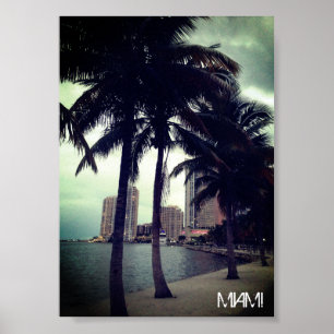 Custom Miami Florida Downtown en Harbor Travel Poster