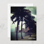 Custom Miami Florida Downtown en Harbour 's nachts Briefkaart (Voorkant / Achterkant)
