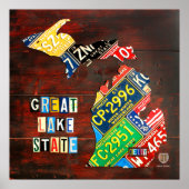 Custom Michigan License Bord Map met naam Poster (Voorkant)