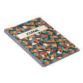Custom Mid-Century Geometric Teal & Orange Pattern Notitieboek (Rechterzijde)