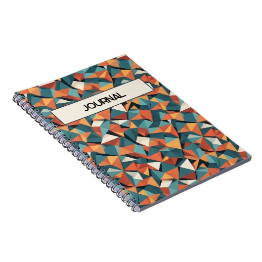 Custom Mid-Century Geometric Teal & Orange Pattern Notitieboek (Rechterzijde)