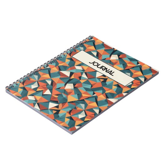 Custom Mid-Century Geometric Teal & Orange Pattern Notitieboek (Linkerzijde)
