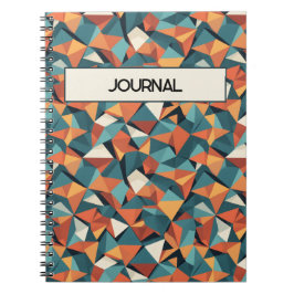Custom Mid-Century Geometric Teal & Orange Pattern Notitieboek
