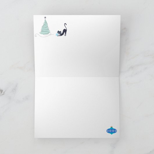 Custom Mid Century Moderne Katten & Decor Vakantie Kaart (Binnen)