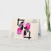 Custom Mid Century Moderne Katten & Decor Vakantie Kaart (Voorkant)