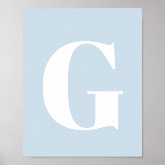 Custom Mid Century Retro Letter Initial Icy Blue Poster (Voorkant)