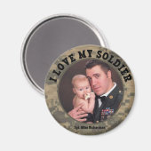 Custom Military Ik hou van mijn soldaat foto Lijst Magneet (Voorkant / Achterkant)