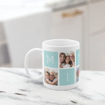 Custom Mima Grandmoeder 5 Photo Collage Koffiemok<br><div class="desc">Creëer een zoete keepslag voor oma met dit eenvoudige ontwerp dat vijf van uw favoriete Instagram-foto's bevat, die in een collage-lay-out zijn geplaatst met afwisselende vierkantjes in pastelmunt groen, met een hart op het laatste plein. Geef haar favoriete foto's van haar kleinkinderen een persoonlijk tintje voor een schat cadeau voor...</div>