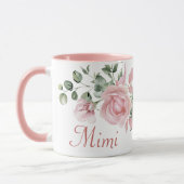 Custom Mimi Roze Rozen Bloemen gepersonaliseerd Mok (Links)