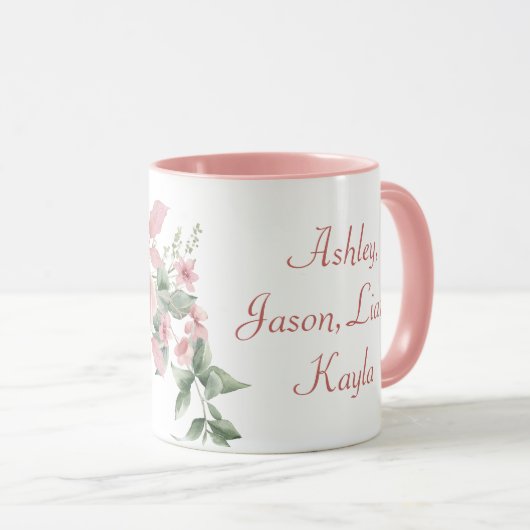 Custom Mimi Roze Rozen Bloemen gepersonaliseerd Mok (Voorkant rechts)