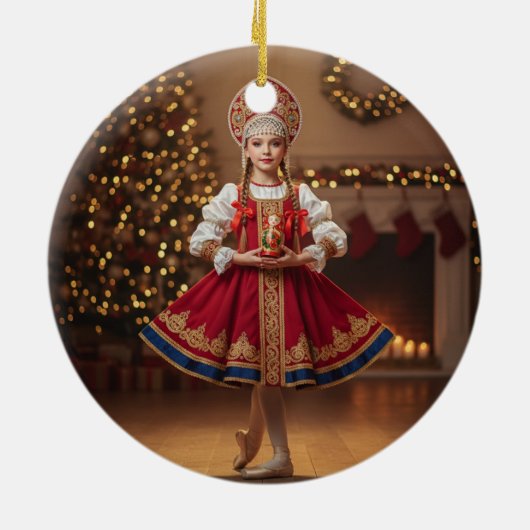 Custom Mini Russian Doll Nutcracker Photo Keramisch Ornament (Achterkant)