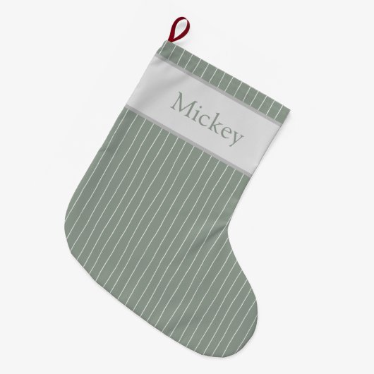 CUSTOM minimal handdrawn pinstripe- sage Grote Kerstsok (Voorkant (Hangend))