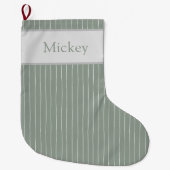 CUSTOM minimal handdrawn pinstripe- sage Grote Kerstsok (Voorkant)