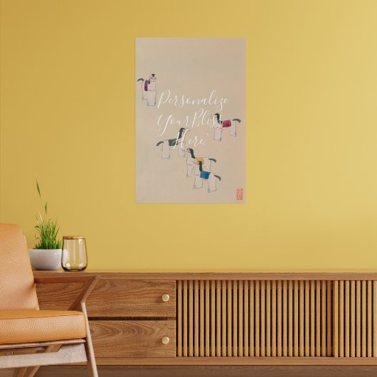 CUSTOM Minimal Japanese Folk Horse Art Print (Woonkamer 2)