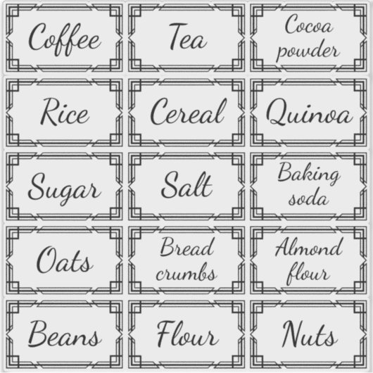 Custom Minimal Kitchen Storage Labels (Voorkant)