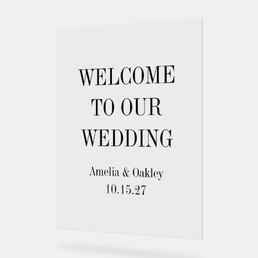 Custom Minimalist Clear Elegant Huwelijk Welkom Acryl Bord (Hoek)