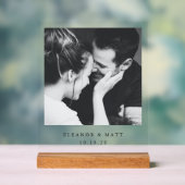 Custom Minimalist Couple Photo Wedding Clear Acryl Bord (Neutraal)