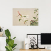 CUSTOM Minimalist Dragonfly & Caterpillar Print (Thuiskantoor)