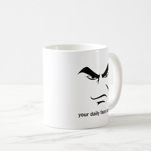 Custom Minimalist Expression Design Scowl Man Face Koffiemok (Voorkant rechts)