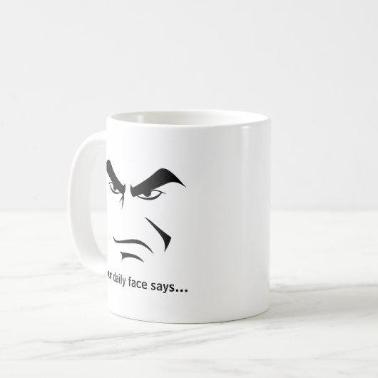 Custom Minimalist Expression Design Scowl Man Face Koffiemok (Voorkant links)