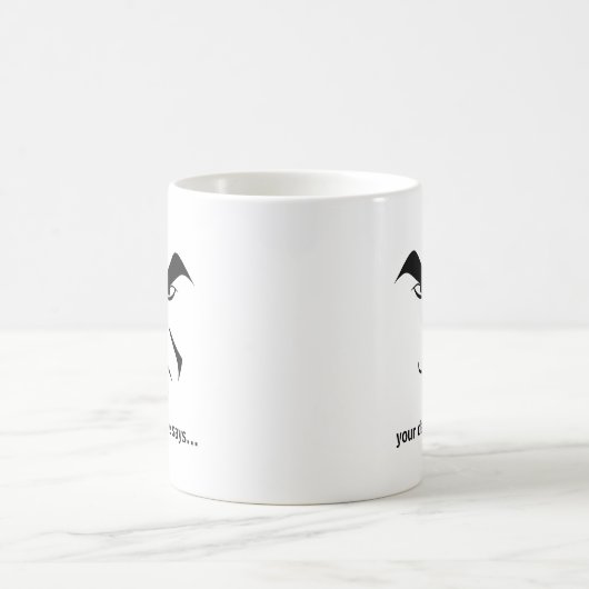 Custom Minimalist Expression Design Scowl Man Face Koffiemok (Center)