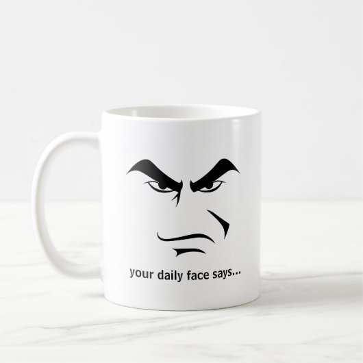 Custom Minimalist Expression Design Scowl Man Face Koffiemok (Links)